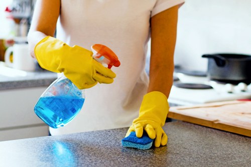 Professional carpet cleaners in Northumberland Heath treating a living room carpet
